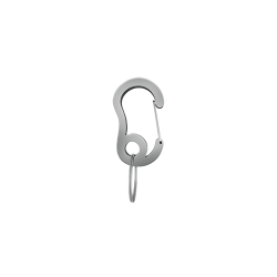 Silver snap hook carabiner with small split ring, durable, 13x22mm, for securing dog tags or accessories to collars.
