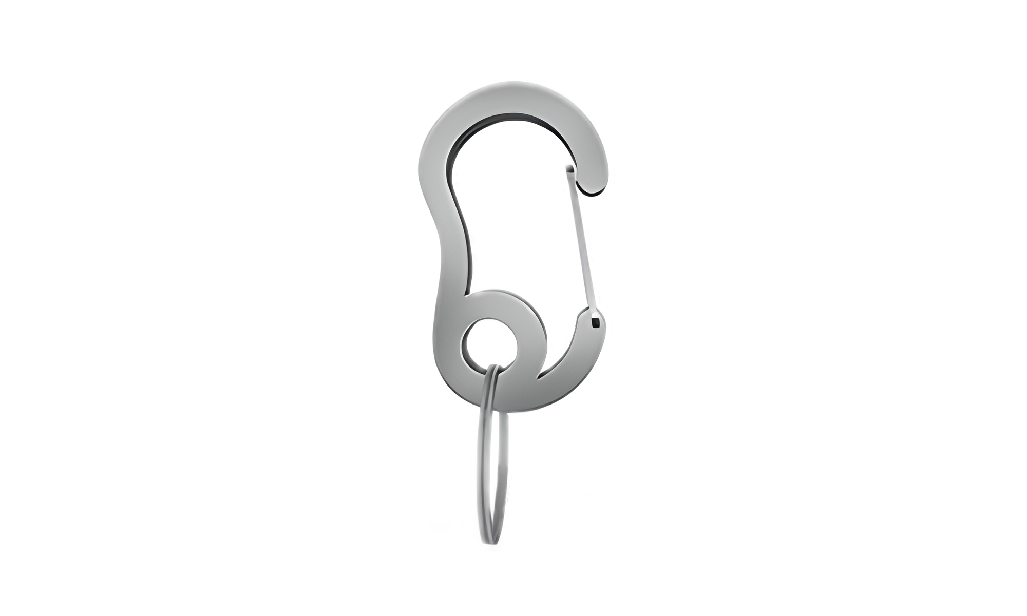 Luxury Snap Hook Silver snap hook carabiner with small split ring, durable, 13x22mm, for securing dog tags or accessories to collars.