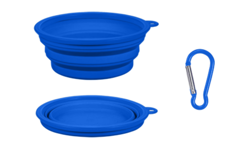 Collapsible Dog Bowl Blue collapsible dog bowl, 350ml capacity, compact and travel-friendly. Foldable for easy portability and cleaning.