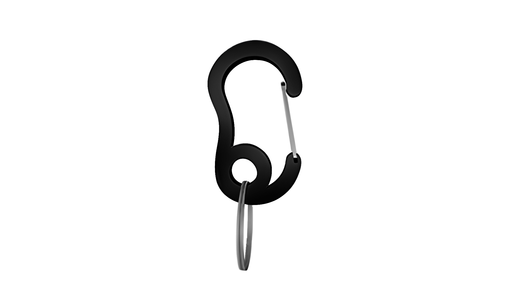 Luxury Snap Hook Black snap hook carabiner with small split ring, durable, 13x22mm, for securing dog tags or accessories to collars.