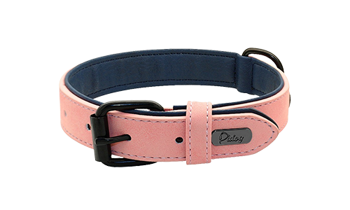 Luxury Velvet Dog Collar Light pink luxury velvet dog collar, 35-37cm length and 1.7cm width, featuring a black metal buckle and D-ring for leash.