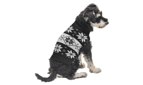 Printed Winter Sweater for Dogs Black winter sweater for dogs with white snowflake pattern, washable, excellent stitching technology.