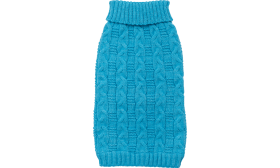 Warm Cotton Sweater for Dogs Blue warm cotton sweater for dogs with cable-knit pattern, extra protection, high-quality cotton material.