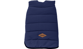 Windproof Dog Winter Vest Navy blue windproof dog winter vest, comfortable fit, made of polyester for warmth and protection in cold weather.