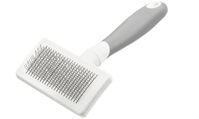 Self-cleaning Dog and Cat Slicker Brush Self-cleaning slicker brush for dogs and cats with fine metal bristles and a ergonomic handle, to remove tangles.