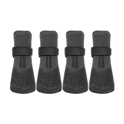 Set of four sport dog shoe socks in grey with non-slip soles, easy to wash, lightweight for dogs outdoor comfort.