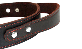Genuine Leather Dog Collar with Quick Grab Handle Brown genuine leather dog collar with quick-grab handle, durable and strong, premium quality material, stylish design.