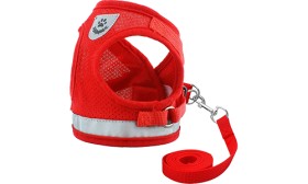 Reflective Cat Harness Vest with Matching Leash Red reflective cat harness vest with a matching leash, seamless and stylish, high-quality nylon, versatile and practical.