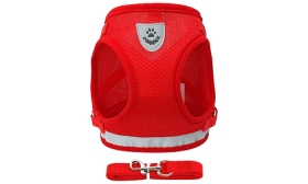 Reflective Cat Harness Vest with Matching Leash Red reflective cat harness vest with a matching leash, seamless and stylish, versatile and practical.