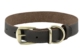 Luxury Genuine Leather Dog Collar Luxury genuine leather dog collar in brown with gold adjustable buckle, durable and strong, D-ring for leash.