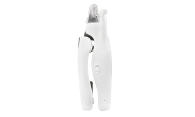 White LED nail clipper for dogs with built-in light for precisioin, with a ergonomic handle, safety guard, and nail file.