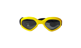 Yellow dog sunglasses with UV-protection, dark tinted lenses for eye safety and a stylish look. For outdoor adventures.