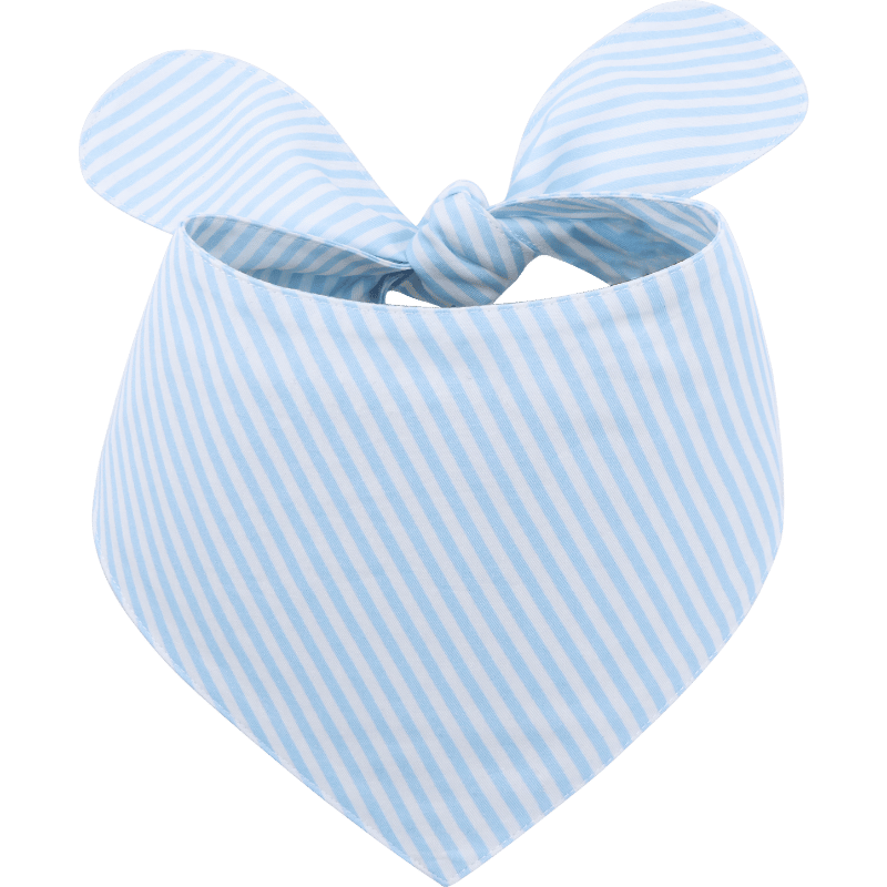 Stylish Dog Bandana Light blue and white striped dog bandana with a knot tie, easy to wash, made of 100% cotton lightweight fabric.