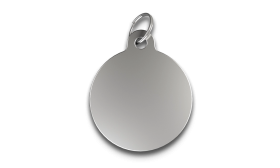 Engraved C-Circle Dog Tag Silver C round shaped dog tag with smooth finish, with a silver ring, customisable with engraved dog name.