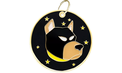 Glow-in-the-dark dog tag featuring a Doberman face, lightweight for dog comfort, with engravable area, and smooth edges.