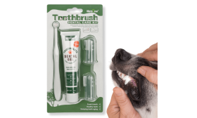 Complete Dog Oral Care Set: Toothbrush, 2 Finger Brushes & Vanilla Toothpaste Complete Dog Oral Care Set: Toothbrush, 2 Finger Brushes & Vanilla Toothpaste