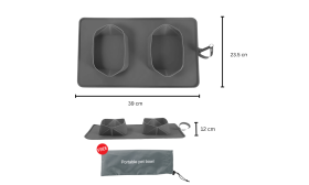 Collapsible Dog Travel Bowl - 1200ml Double Folding Food Mat Collapsible Dog Travel Bowl - 1200ml Double Folding Food Mat
