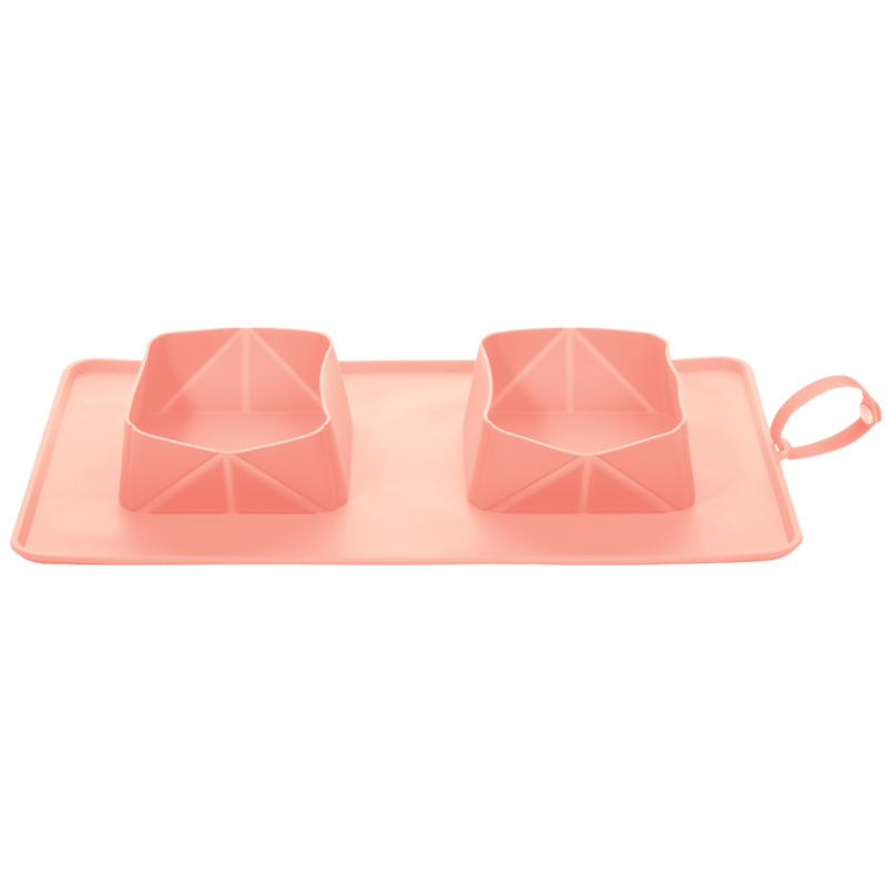 Collapsible Dog Travel Bowl - 1200ml Double Folding Food Mat