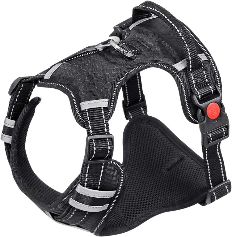 Dog Harness No Pull No pull dog harness with reinforced stitching, small size, padded lining, and adjustable straps for comfortable fit.