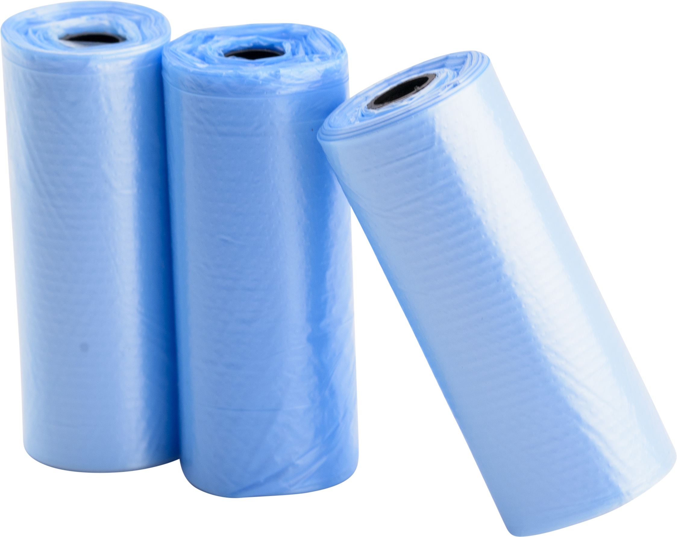 Dog Poop Bags Three rolls of 15 blue dog poop bags, durable and leak-proof, perfect for clean and convenient waste disposal on walks.