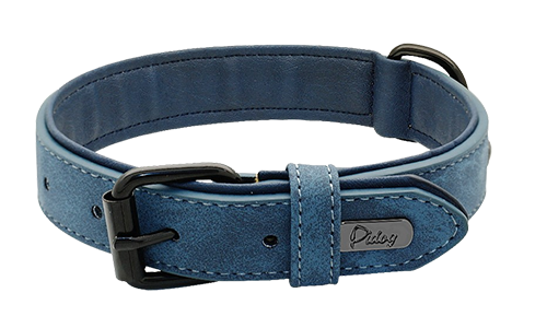 Luxury Velvet Dog Collar Blue luxury velvet dog collar, 49-52cm length and 2.7cm width, featuring a black metal buckle and D-ring for a stylish look.