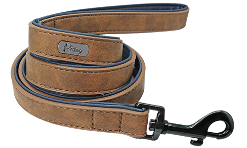 Brown luxury velvet dog leash, 120cm length and easy to grip, with a sturdy black metal clasp, designed for comforable walk.