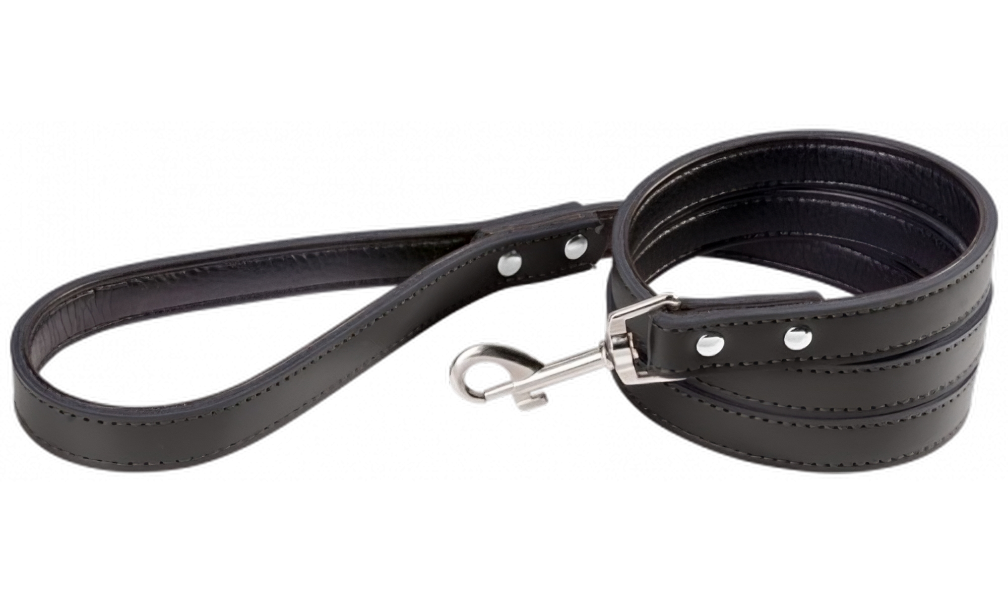 Leather Dog Leash Black leather dog leash, 1.5 meters, size large, sturdy stitching, durable clasp, padded inside, genuine leather