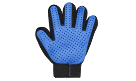 Dog & Cat Grooming Glove Blue grooming glove designed for grooming dogs, enhanced five fingers designed with rubber tips, with adjustable strap.
