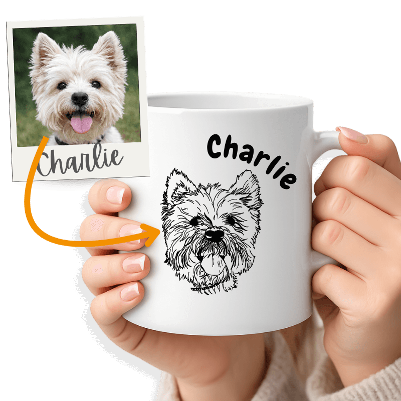 Personalised Dog Mug with Artistic Photo Design - Add your Dog's Name