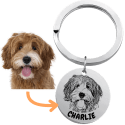Personalised Dog Keyring - Turn your Pet's Photo into an Engraved Drawing